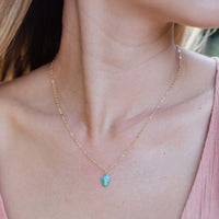 Raw Crystal Pendant Necklace - Turquoise - 14K Gold Fill - Luna Tide Handmade Jewellery