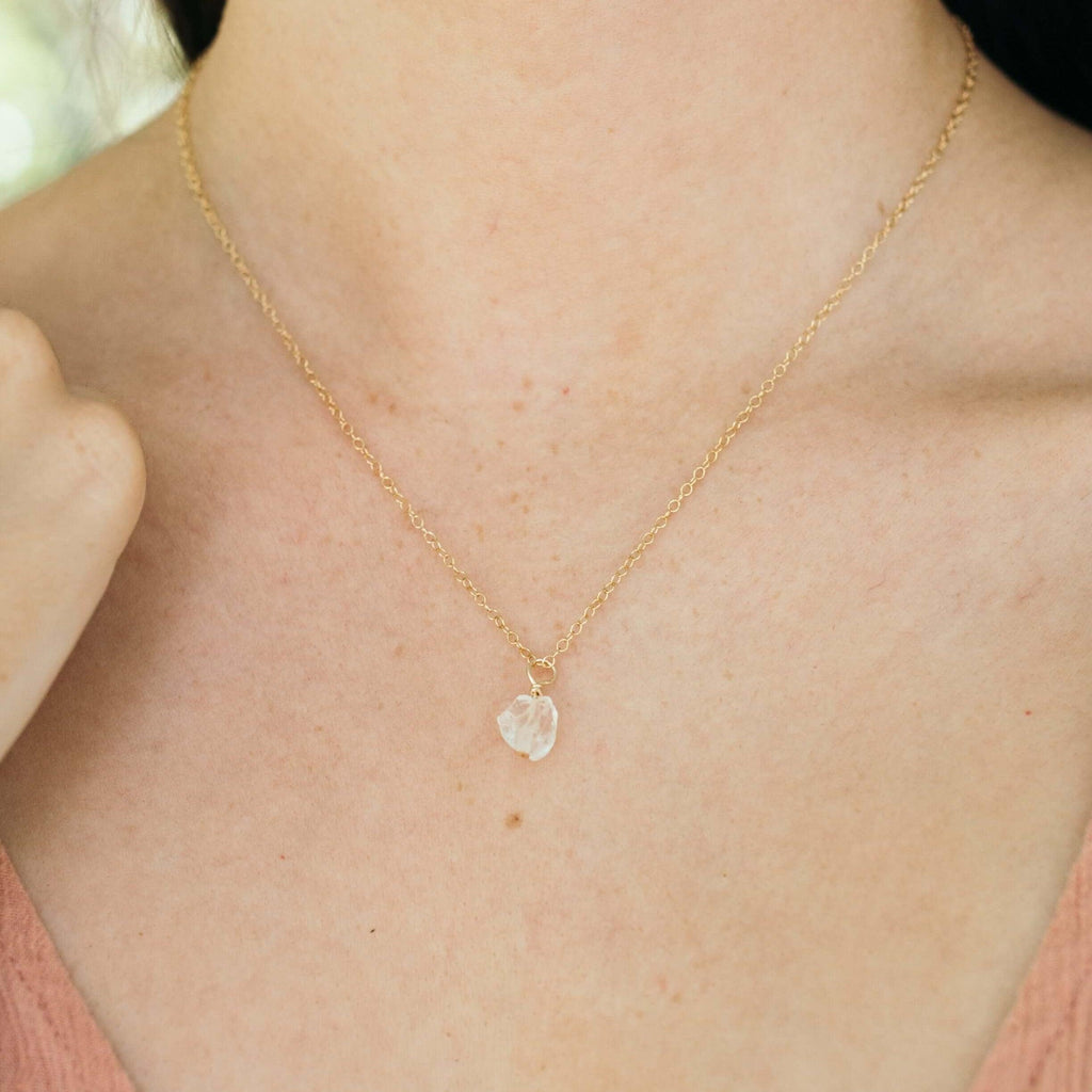 Raw Crystal Quartz Natural Crystal Pendant Necklace - Raw Crystal Quartz Natural Crystal Pendant Necklace - 14k Gold Fill / Satellite - Luna Tide Handmade Crystal Jewellery