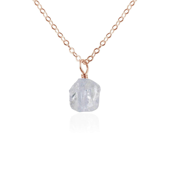 Raw Crystal Quartz Natural Crystal Pendant Necklace - Raw Crystal Quartz Natural Crystal Pendant Necklace - 14k Rose Gold Fill / Cable - Luna Tide Handmade Crystal Jewellery