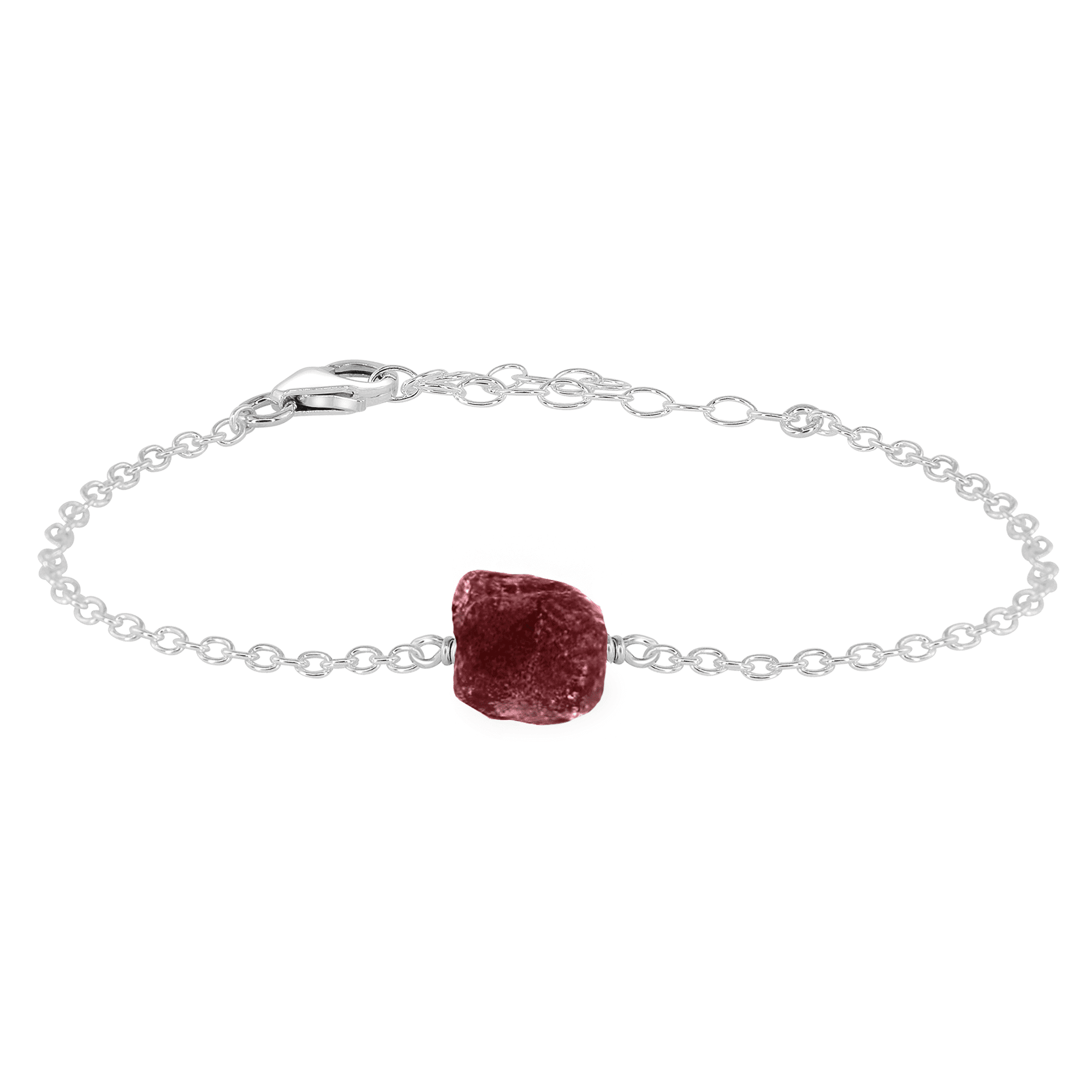 Raw Earth Red Ruby Crystal Nugget Bracelet - Raw Earth Red Ruby Crystal Nugget Bracelet - Sterling Silver - Luna Tide Handmade Crystal Jewellery