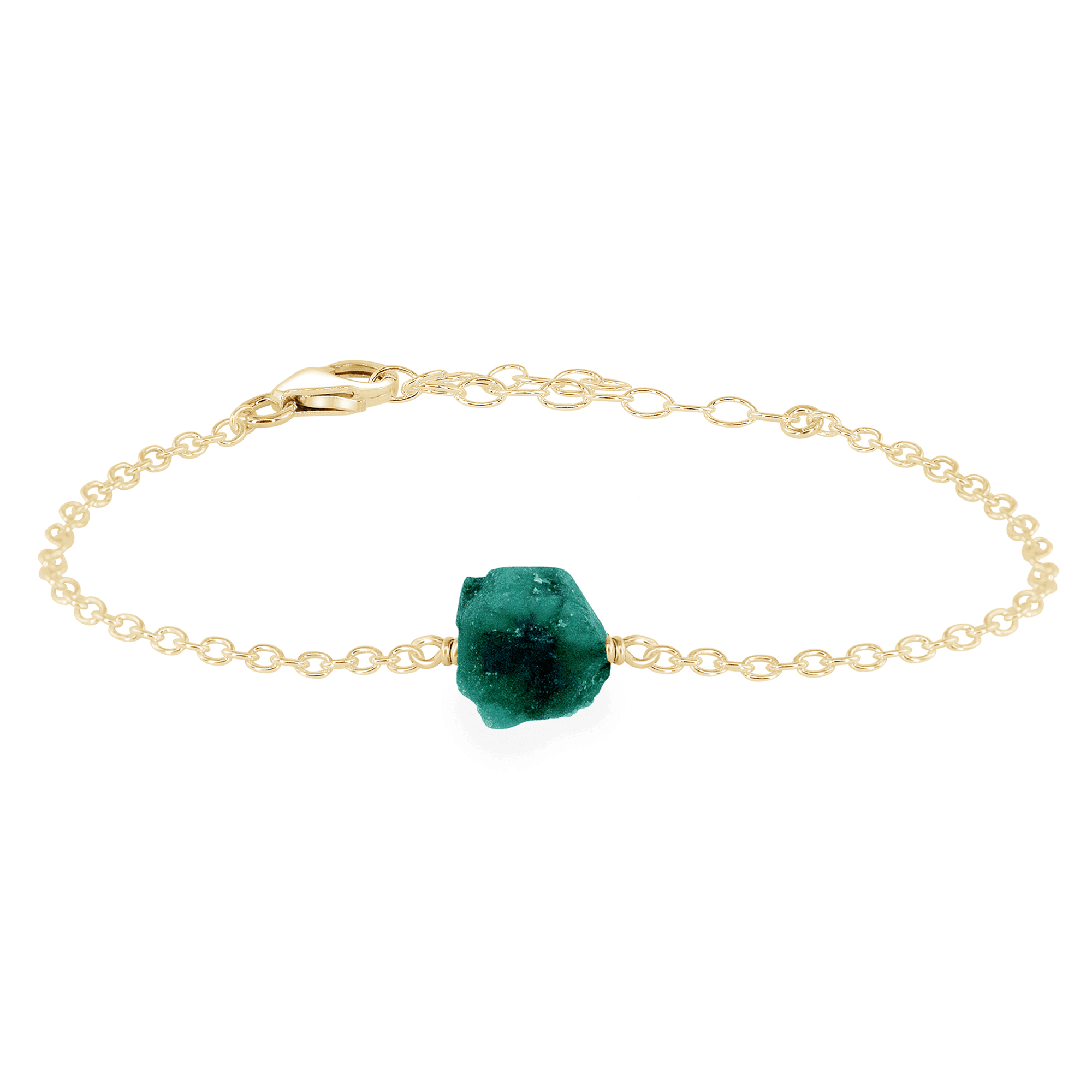 Raw Emerald Crystal Nugget Bracelet - Raw Emerald Crystal Nugget Bracelet - 14k Gold Fill - Luna Tide Handmade Crystal Jewellery