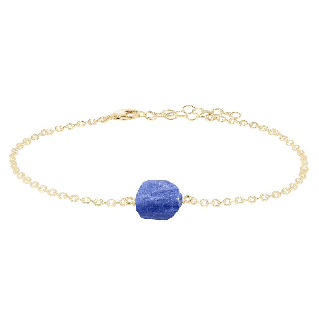 Raw Kyanite Crystal Nugget Anklet - Raw Kyanite Crystal Nugget Anklet - 14k Gold Fill - Luna Tide Handmade Crystal Jewellery