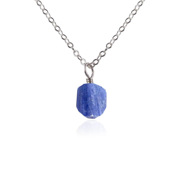 Raw Kyanite Natural Crystal Pendant Necklace - Raw Kyanite Natural Crystal Pendant Necklace - Stainless Steel / Cable - Luna Tide Handmade Crystal Jewellery