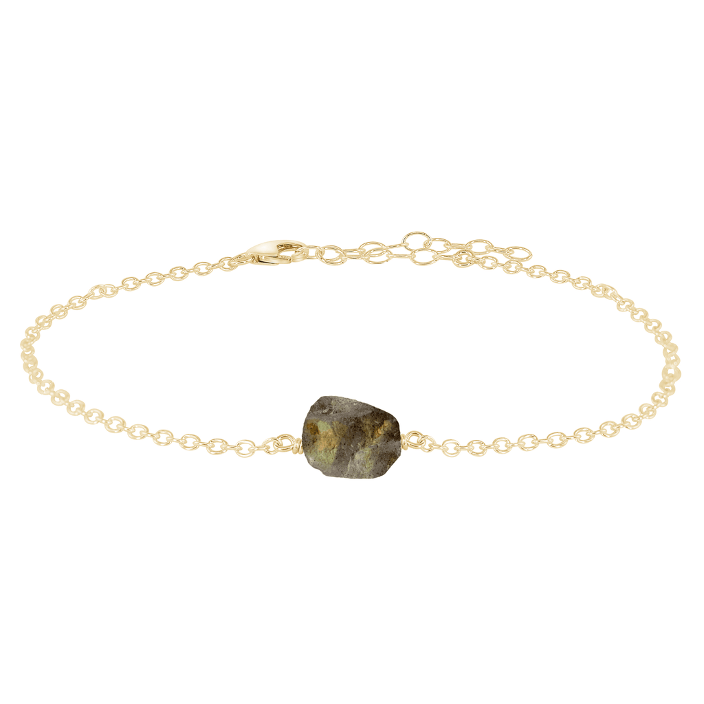 Raw Labradorite Crystal Nugget Anklet - Raw Labradorite Crystal Nugget Anklet - 14k Gold Fill - Luna Tide Handmade Crystal Jewellery