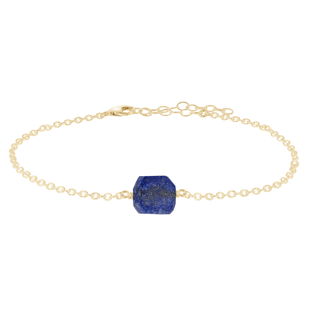 Raw Lapis Lazuli Crystal Nugget Anklet - Raw Lapis Lazuli Crystal Nugget Anklet - 14k Gold Fill - Luna Tide Handmade Crystal Jewellery