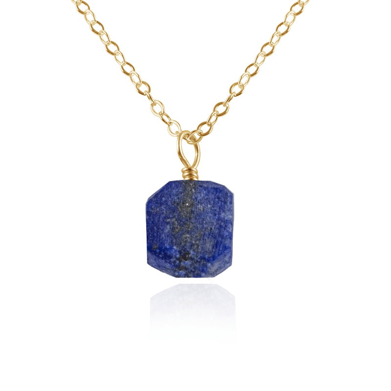 Raw Lapis Lazuli Natural Crystal Pendant Necklace - Raw Lapis Lazuli Natural Crystal Pendant Necklace - 14k Gold Fill / Cable - Luna Tide Handmade Crystal Jewellery