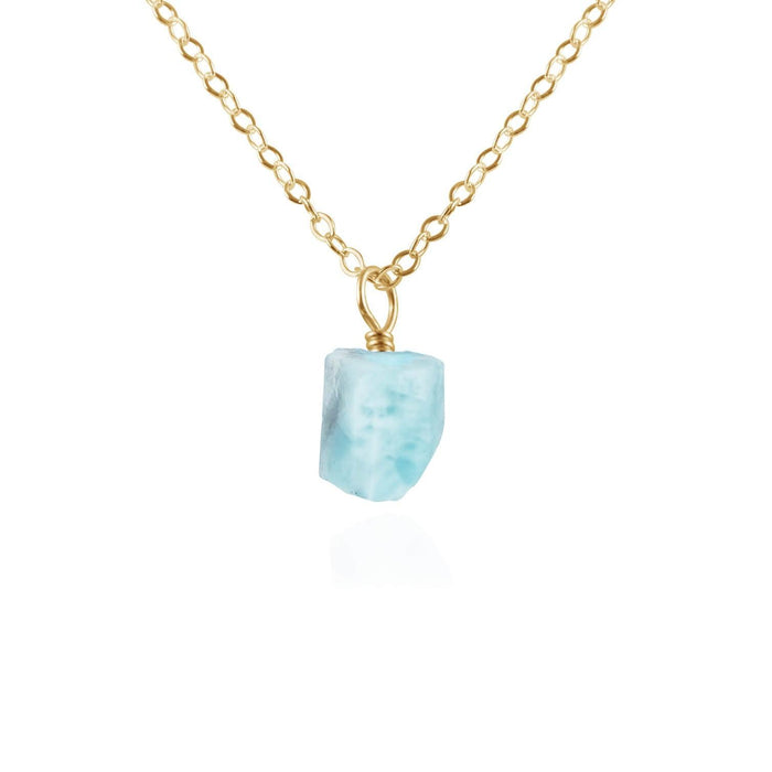 Raw Larimar Natural Crystal Pendant Necklace - Raw Larimar Natural Crystal Pendant Necklace - 14k Gold Fill / Cable - Luna Tide Handmade Crystal Jewellery