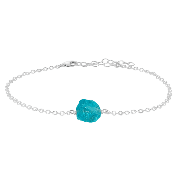 Raw Nugget Anklet - Apatite - Sterling Silver - Luna Tide Handmade Jewellery