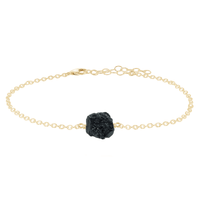 Raw Nugget Anklet - Black Tourmaline - 14K Gold Fill - Luna Tide Handmade Jewellery