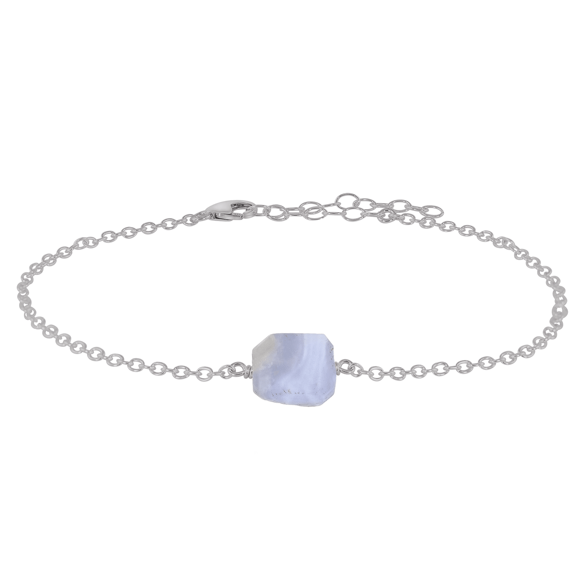 Raw Nugget Anklet - Blue Lace Agate - Stainless Steel - Luna Tide Handmade Jewellery