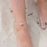 Raw Nugget Anklet - Blue Lace Agate - Sterling Silver - Luna Tide Handmade Jewellery