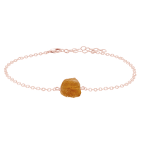 Raw Nugget Anklet - Citrine - 14K Rose Gold Fill - Luna Tide Handmade Jewellery