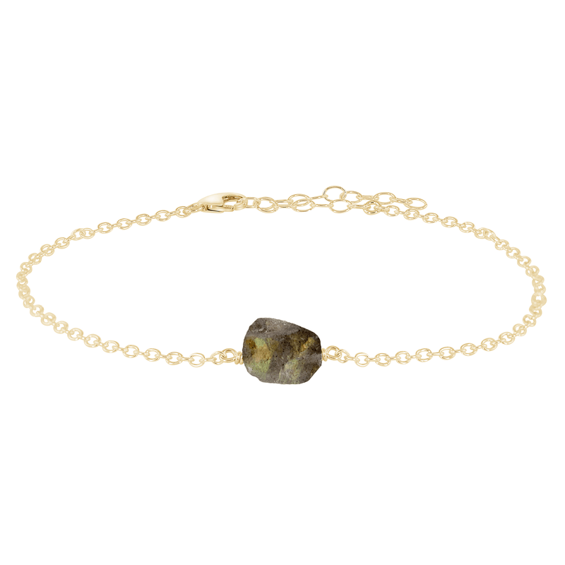 Raw Nugget Anklet - Labradorite - 14K Gold Fill - Luna Tide Handmade Jewellery