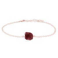 Raw Nugget Anklet - Ruby - 14K Rose Gold Fill - Luna Tide Handmade Jewellery
