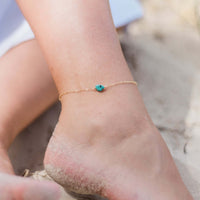 Raw Nugget Anklet - Turquoise - 14K Gold Fill - Luna Tide Handmade Jewellery