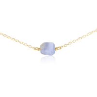 Raw Nugget Choker - Blue Lace Agate - 14K Gold Fill - Luna Tide Handmade Jewellery