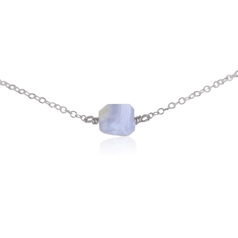 Raw Nugget Choker - Blue Lace Agate - Stainless Steel - Luna Tide Handmade Jewellery