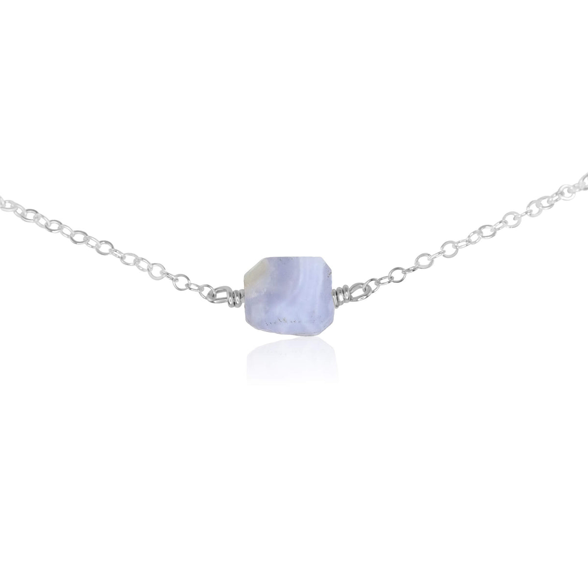 Raw Nugget Choker - Blue Lace Agate - Sterling Silver - Luna Tide Handmade Jewellery