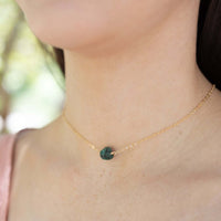 Raw Nugget Choker - Emerald - 14K Gold Fill - Luna Tide Handmade Jewellery