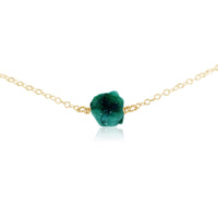 Raw Nugget Choker - Emerald - 14K Gold Fill - Luna Tide Handmade Jewellery