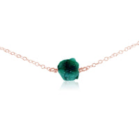 Raw Nugget Choker - Emerald - 14K Rose Gold Fill - Luna Tide Handmade Jewellery