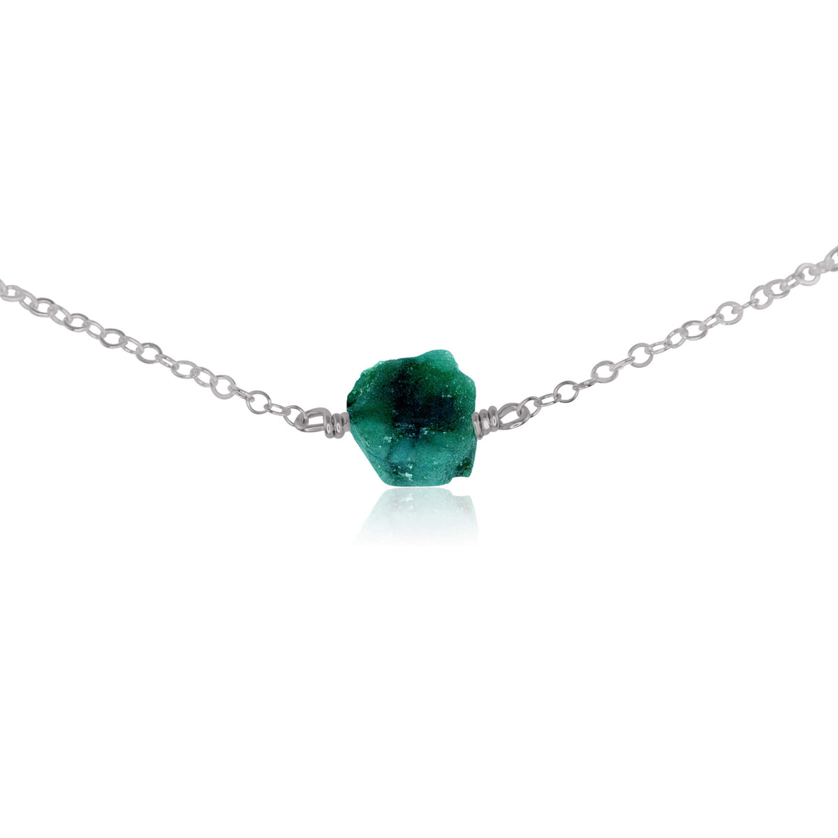 Raw Nugget Choker - Emerald - Stainless Steel - Luna Tide Handmade Jewellery