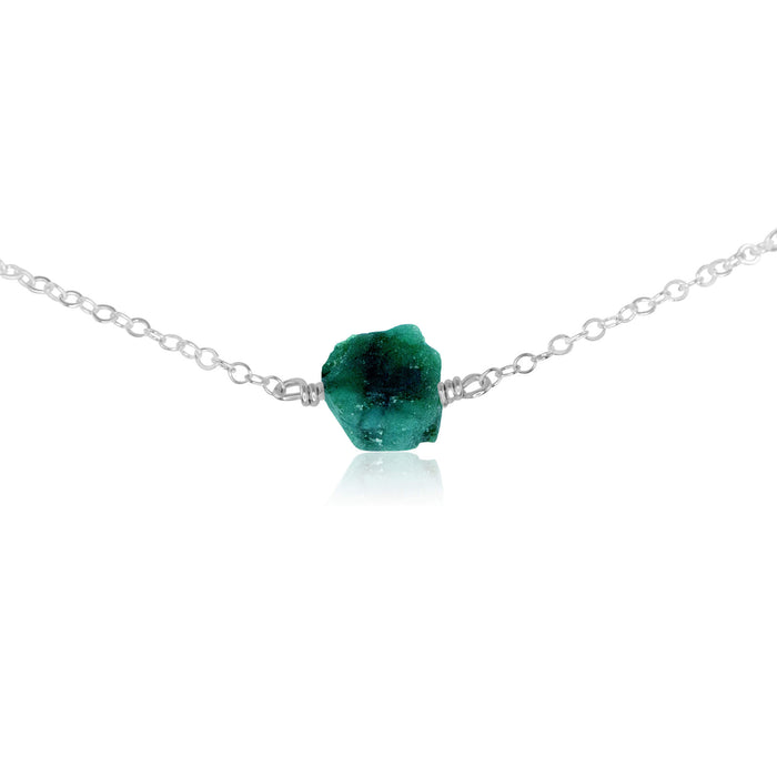 Raw Nugget Choker - Emerald - Sterling Silver - Luna Tide Handmade Jewellery