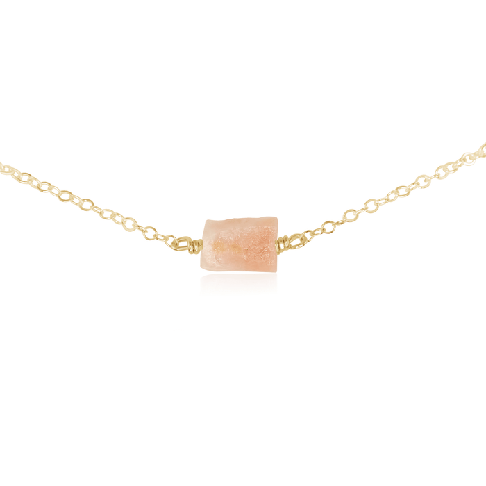 Raw Nugget Choker - Pink Peruvian Opal - 14K Gold Fill - Luna Tide Handmade Jewellery