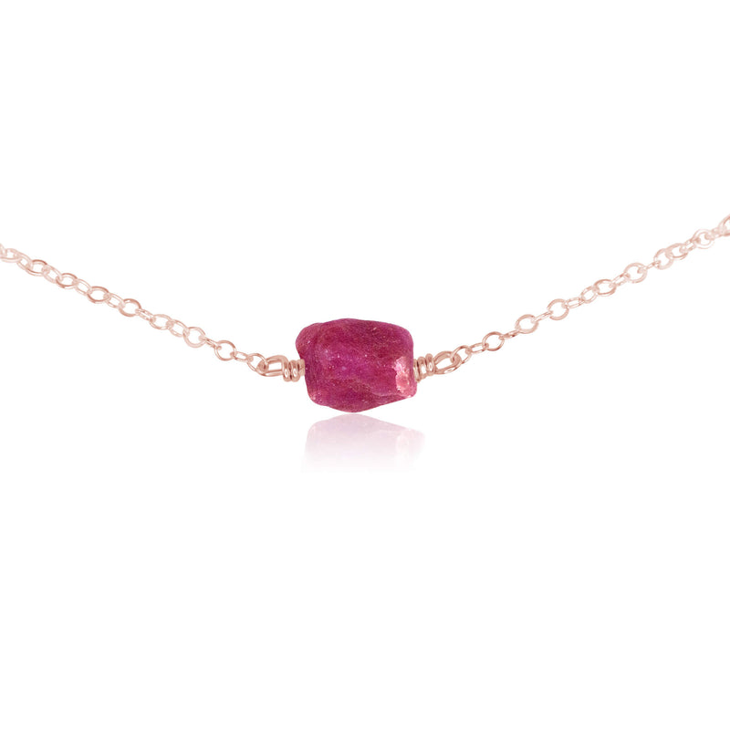 Raw Nugget Choker - Ruby - 14K Rose Gold Fill - Luna Tide Handmade Jewellery