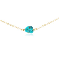 Raw Nugget Choker - Turquoise - 14K Gold Fill - Luna Tide Handmade Jewellery
