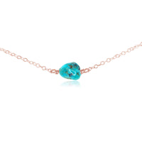 Raw Nugget Choker - Turquoise - 14K Rose Gold Fill - Luna Tide Handmade Jewellery