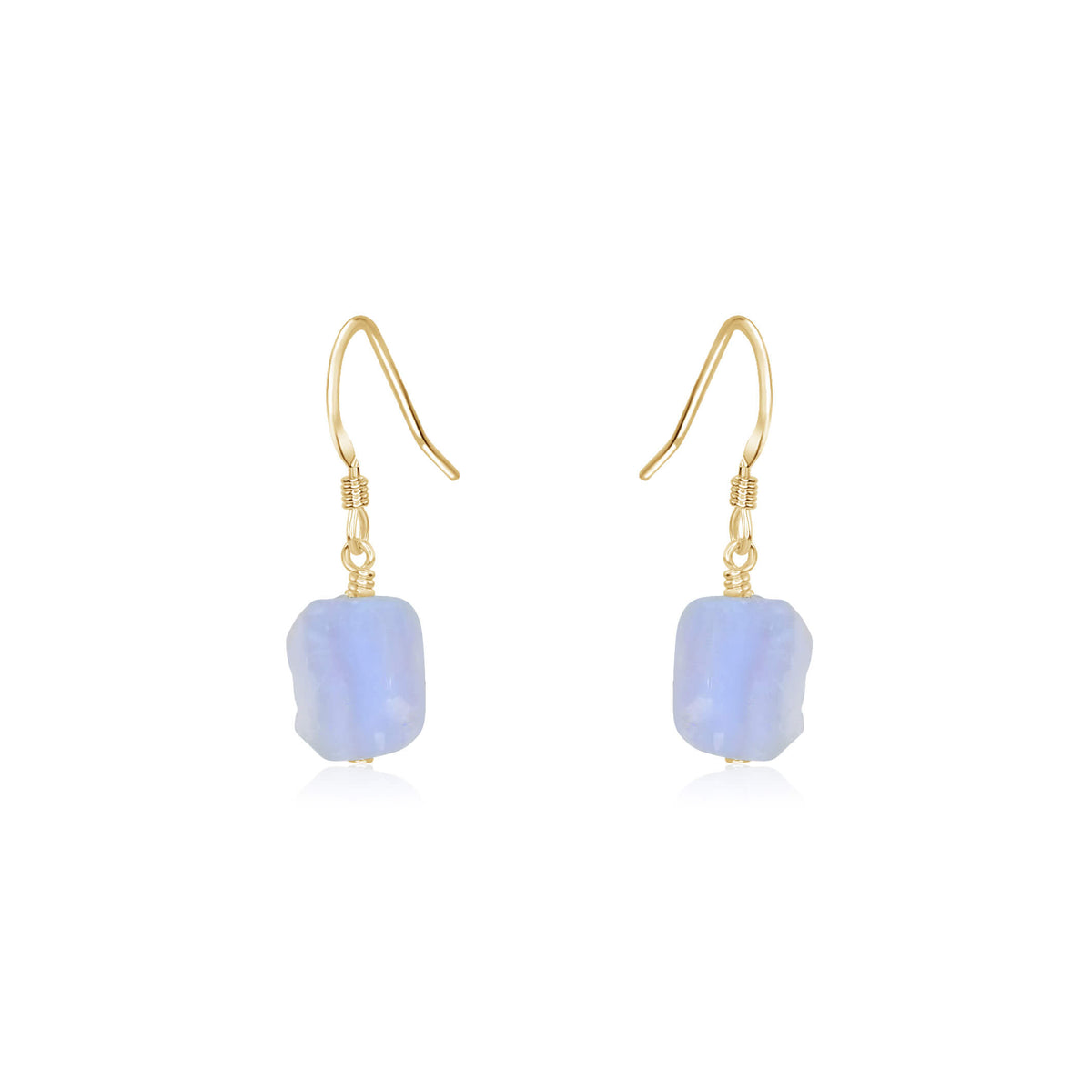 Raw Nugget Earrings - Blue Lace Agate - 14K Gold Fill - Luna Tide Handmade Jewellery