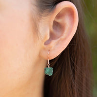 Raw Nugget Earrings - Emerald - 14K Rose Gold Fill - Luna Tide Handmade Jewellery