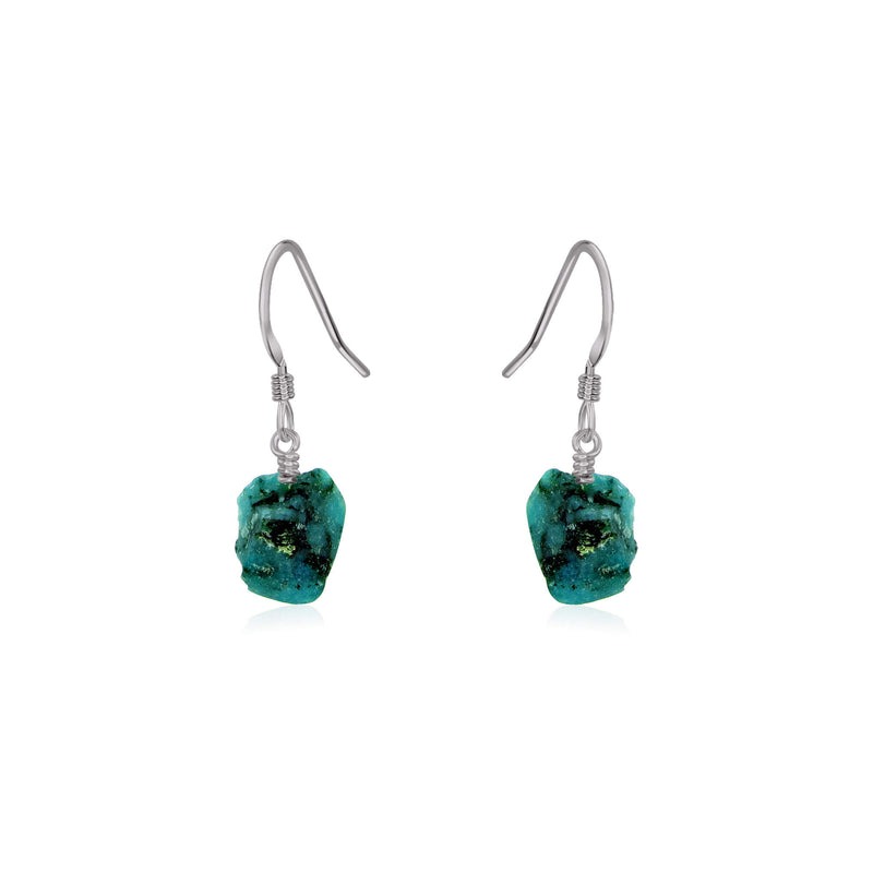 Raw Nugget Earrings - Emerald - Stainless Steel - Luna Tide Handmade Jewellery