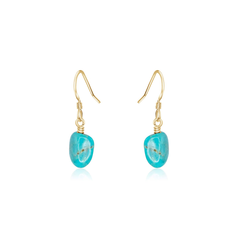 Raw Nugget Earrings - Turquoise - 14K Gold Fill - Luna Tide Handmade Jewellery