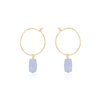 Raw Nugget Hoop Earrings - Blue Lace Agate - 14K Gold Fill - Luna Tide Handmade Jewellery