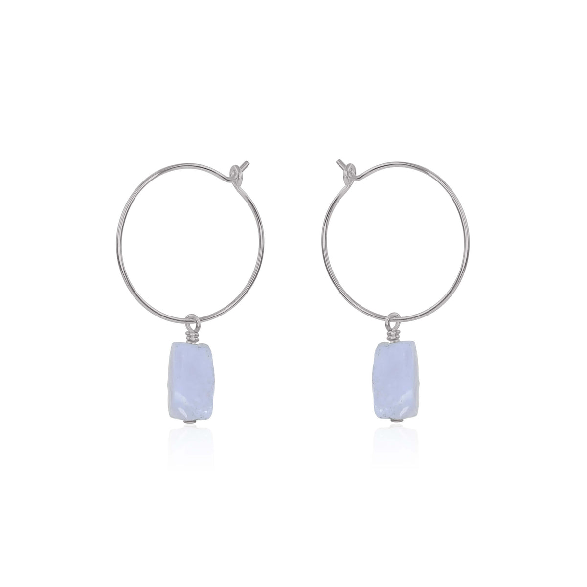 Raw Nugget Hoop Earrings - Blue Lace Agate - Stainless Steel - Luna Tide Handmade Jewellery