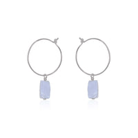 Raw Nugget Hoop Earrings - Blue Lace Agate - Stainless Steel - Luna Tide Handmade Jewellery