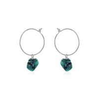Raw Nugget Hoop Earrings - Emerald - Stainless Steel - Luna Tide Handmade Jewellery