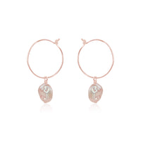 Raw Nugget Hoop Earrings - Freshwater Pearl - 14K Rose Gold Fill - Luna Tide Handmade Jewellery