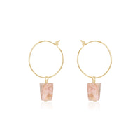 Raw Nugget Hoop Earrings - Pink Peruvian Opal - 14K Gold Fill - Luna Tide Handmade Jewellery