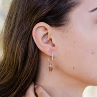 Raw Nugget Hoop Earrings - Sunstone - Sterling Silver - Luna Tide Handmade Jewellery