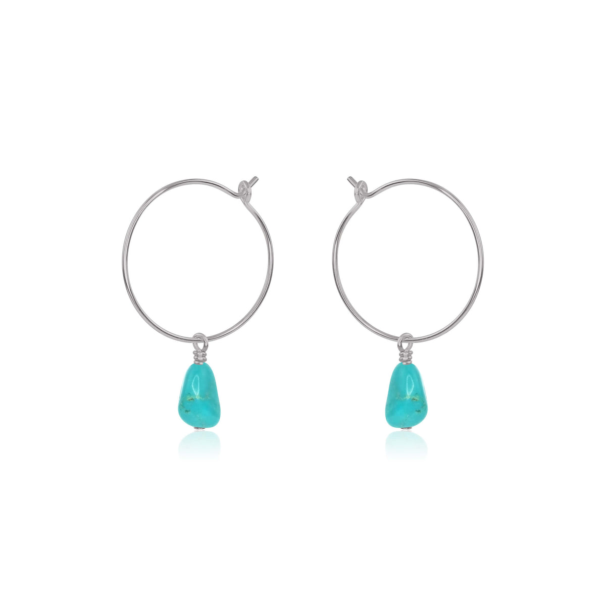 Raw Nugget Hoop Earrings - Turquoise - Stainless Steel - Luna Tide Handmade Jewellery