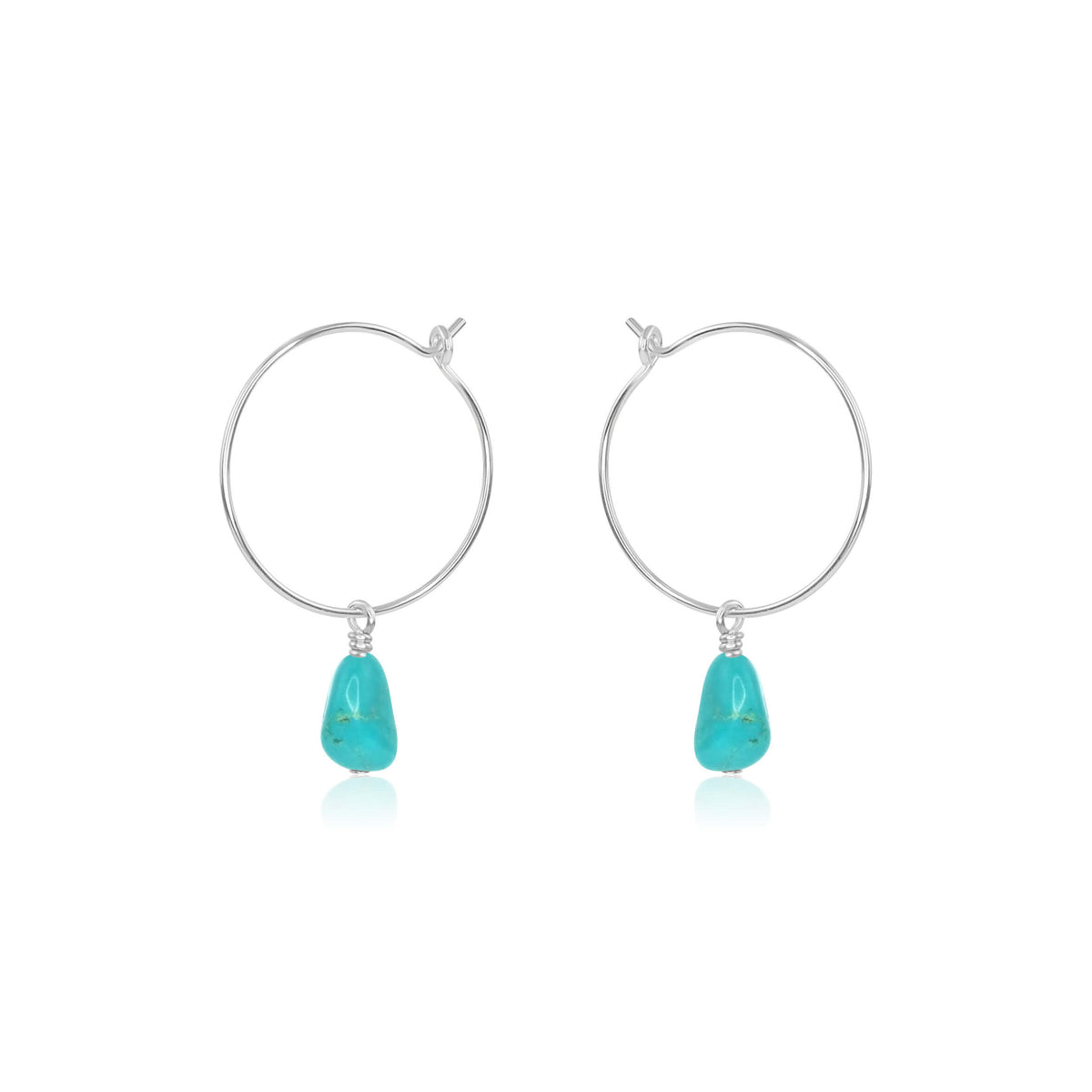 Raw Nugget Hoop Earrings - Turquoise - Sterling Silver - Luna Tide Handmade Jewellery