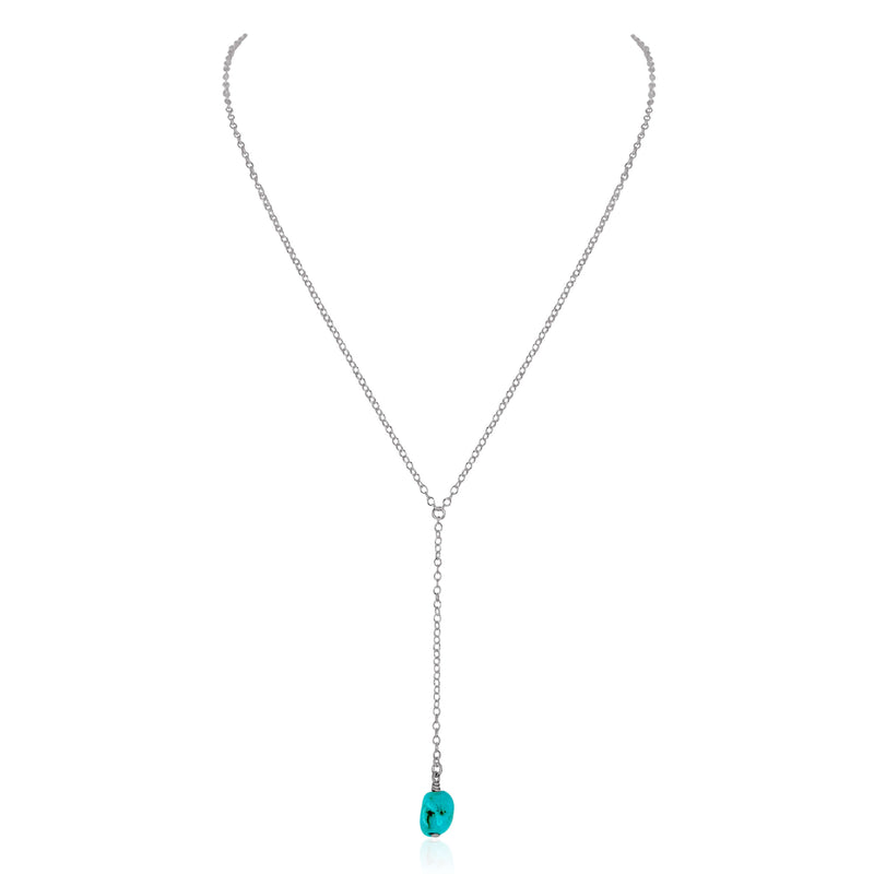 Raw Nugget Lariat - Turquoise - Stainless Steel - Luna Tide Handmade Jewellery