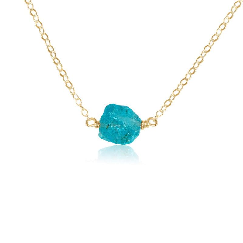 Raw Nugget Necklace - Apatite - 14K Gold Fill - Luna Tide Handmade Jewellery