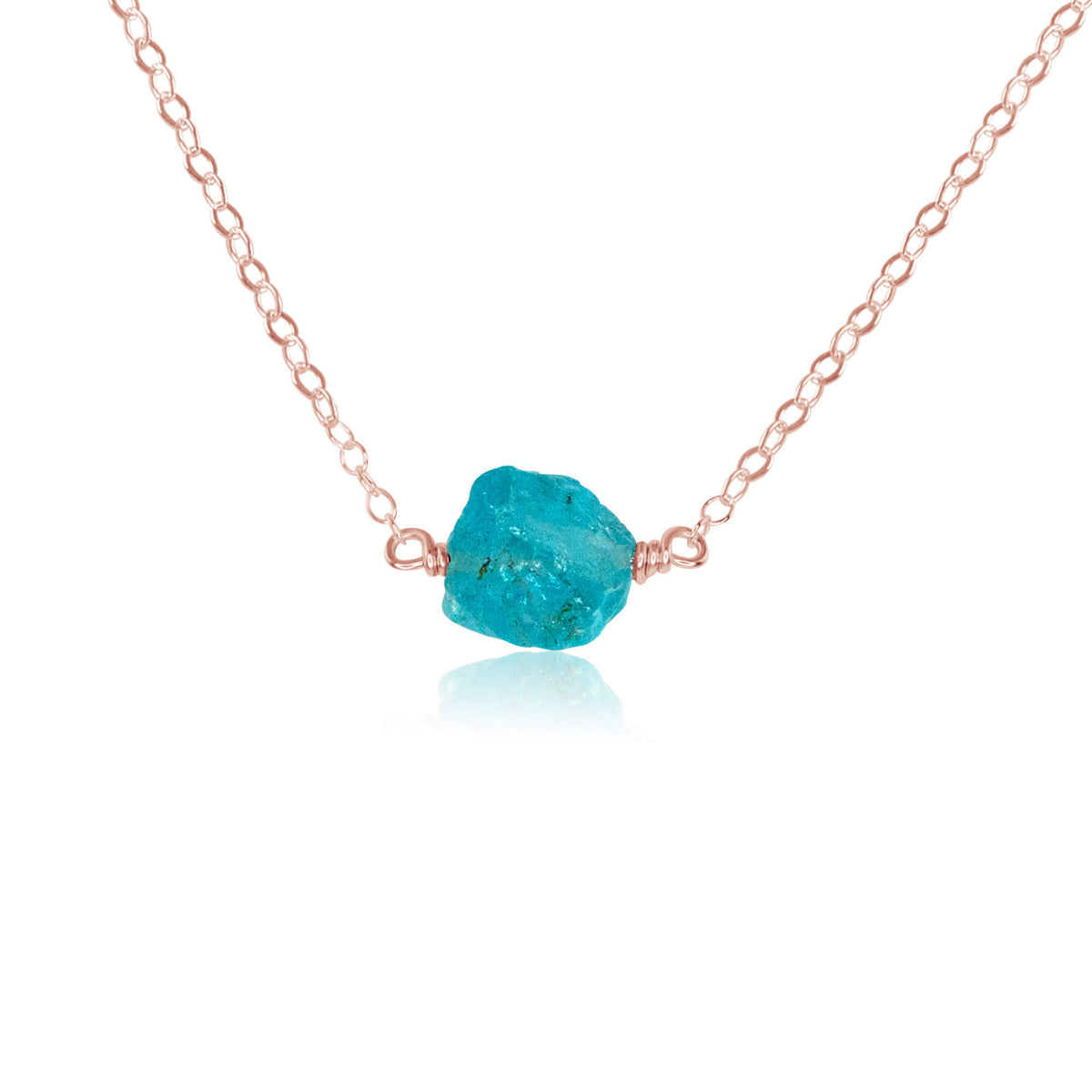 Raw Nugget Necklace - Apatite - 14K Rose Gold Fill - Luna Tide Handmade Jewellery