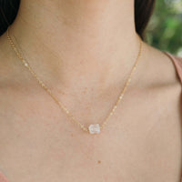 Raw Nugget Necklace - Crystal Quartz - 14K Gold Fill - Luna Tide Handmade Jewellery