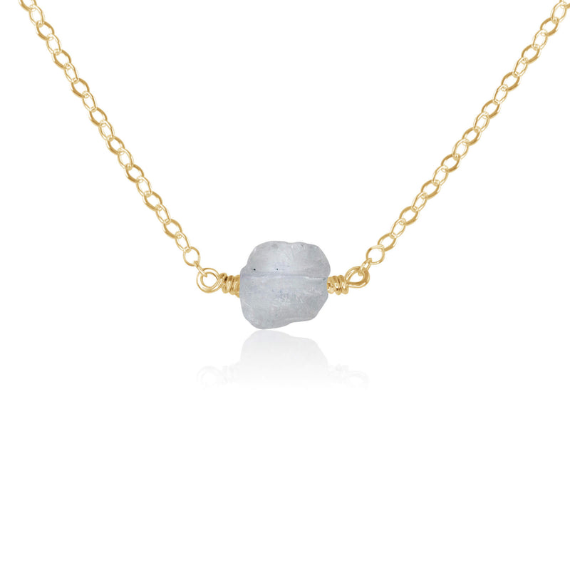 Raw Nugget Necklace - Crystal Quartz - 14K Gold Fill - Luna Tide Handmade Jewellery