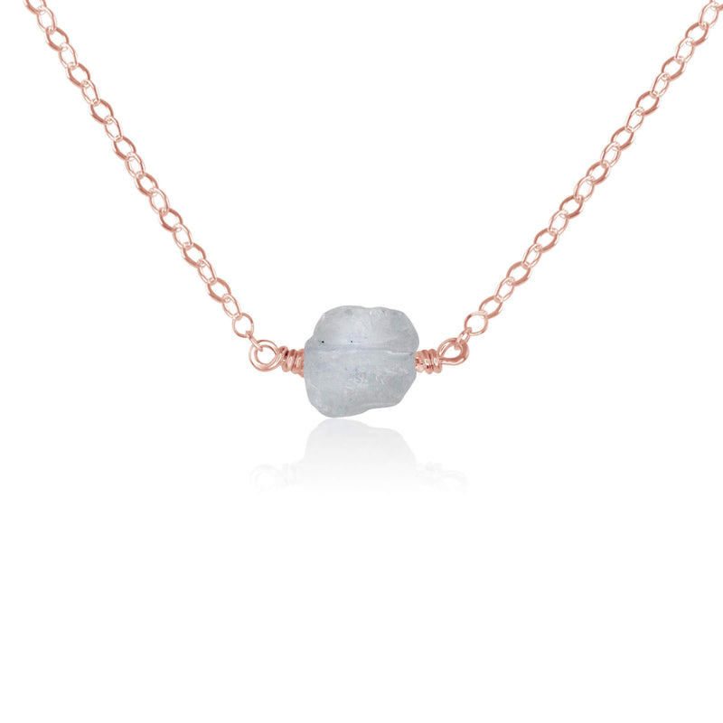 Raw Nugget Necklace - Crystal Quartz - 14K Rose Gold Fill - Luna Tide Handmade Jewellery